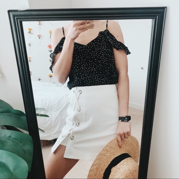 Lulus Tops - Polka Dot Off Shoulder Top